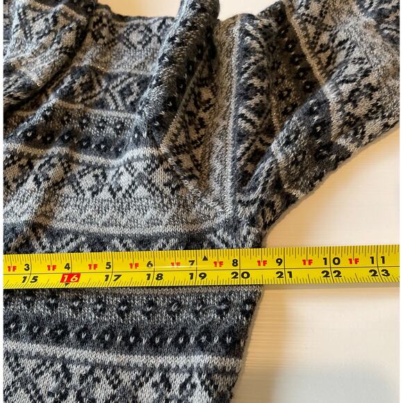 Chico’s Fair Isle Shawl Collar Cardigan Sweater Sz L Wool Blend Gray Cabincore - Picture 8 of 9